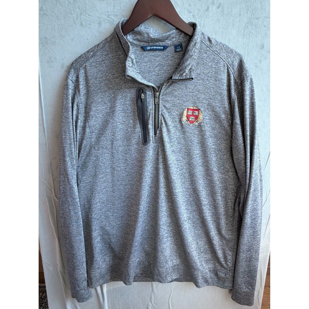 Cutter & Buck Harvard Quarter Zip Men L Gray Gorpcore Preppy Academia Ivy League